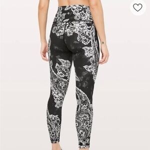 lululemon athletica Black and White Floral Leggings